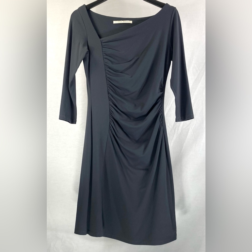 Susana Monaco Black Long Sleeve Ruched Dress